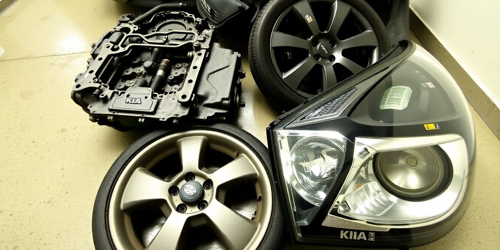 Used Kia Sportage parts on display.