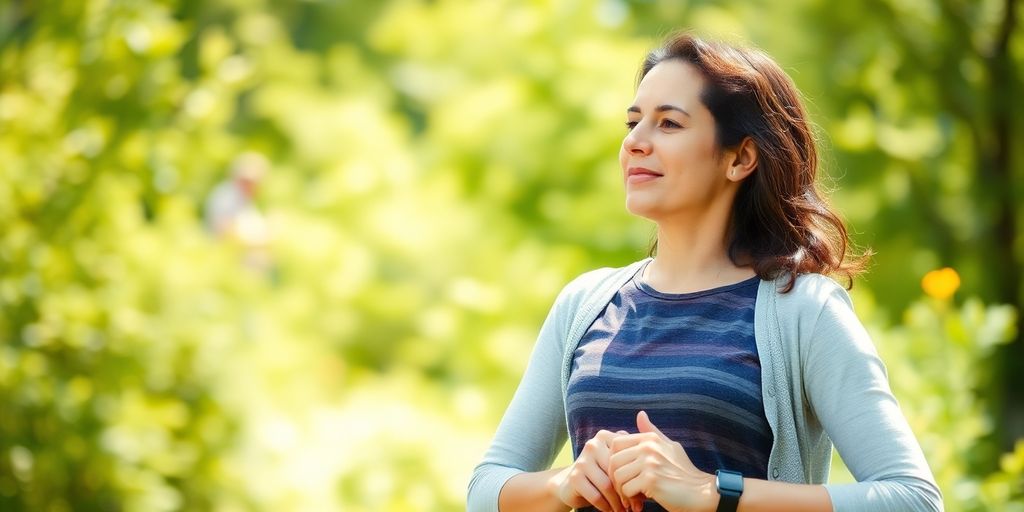 Person exercising outdoors to manage POTS symptoms.