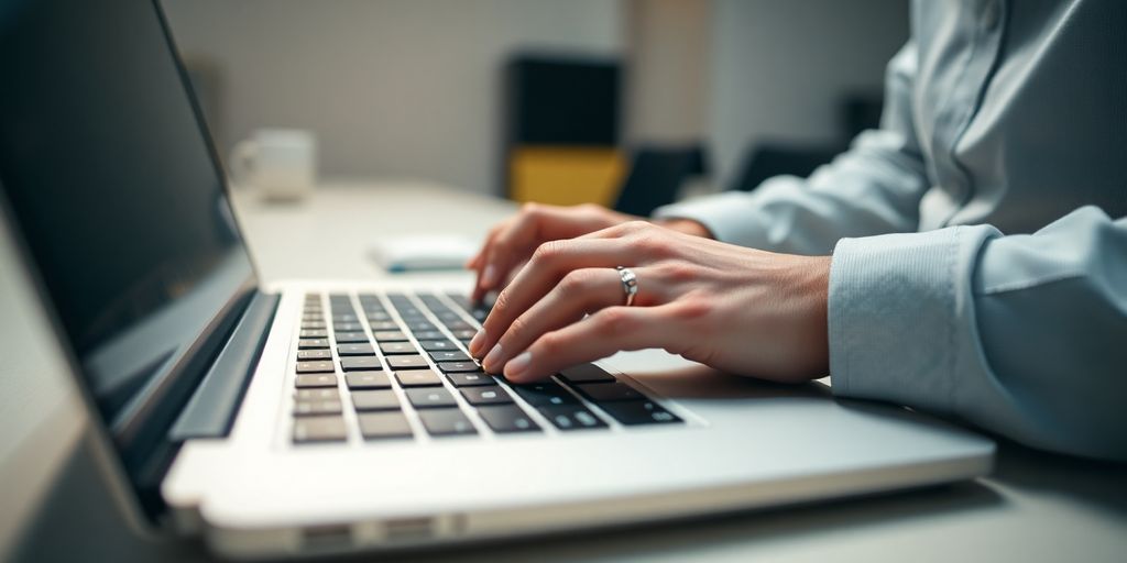 Zelfstandige die werkt op laptop