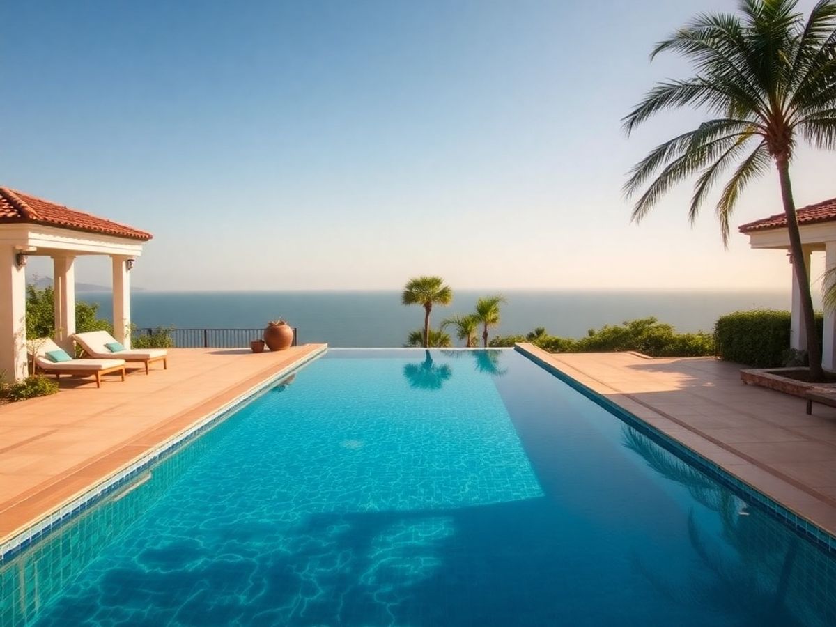 Elegante villa con piscina a sfioro affacciata sull'oceano.