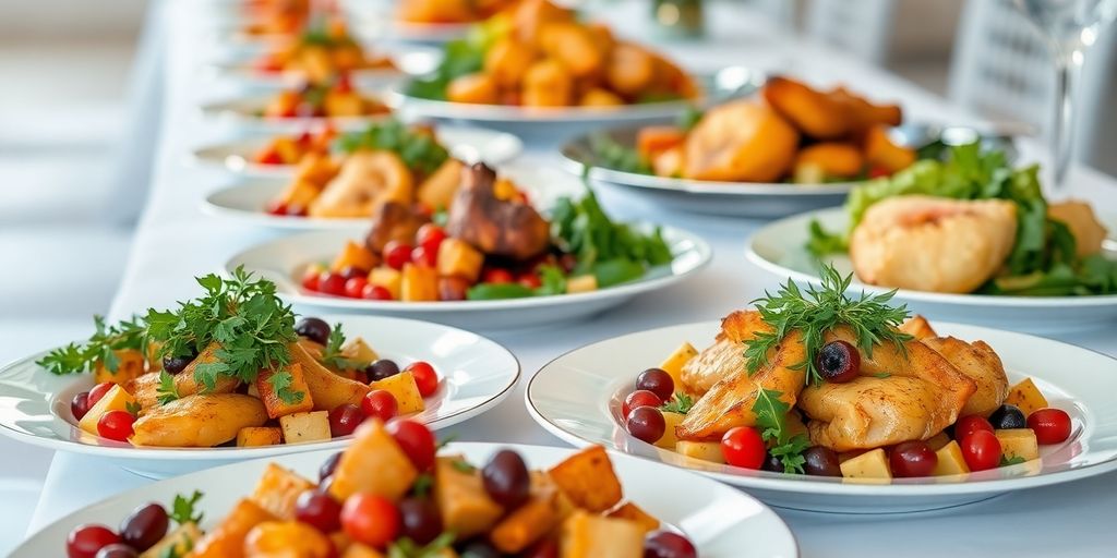 อาหารหลากหลายสำหรับงานแต่งงาน