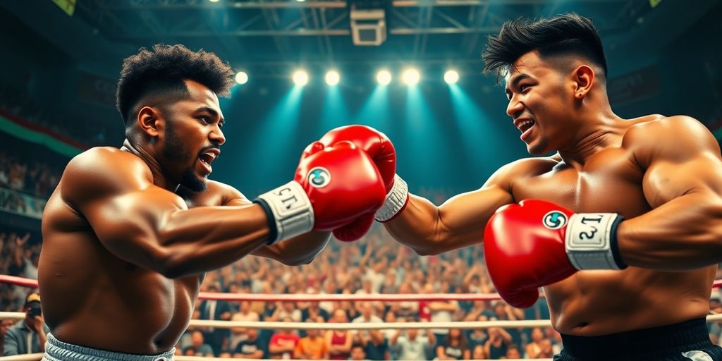 Two boxers from YouTube and TikTok facing off in the ring.