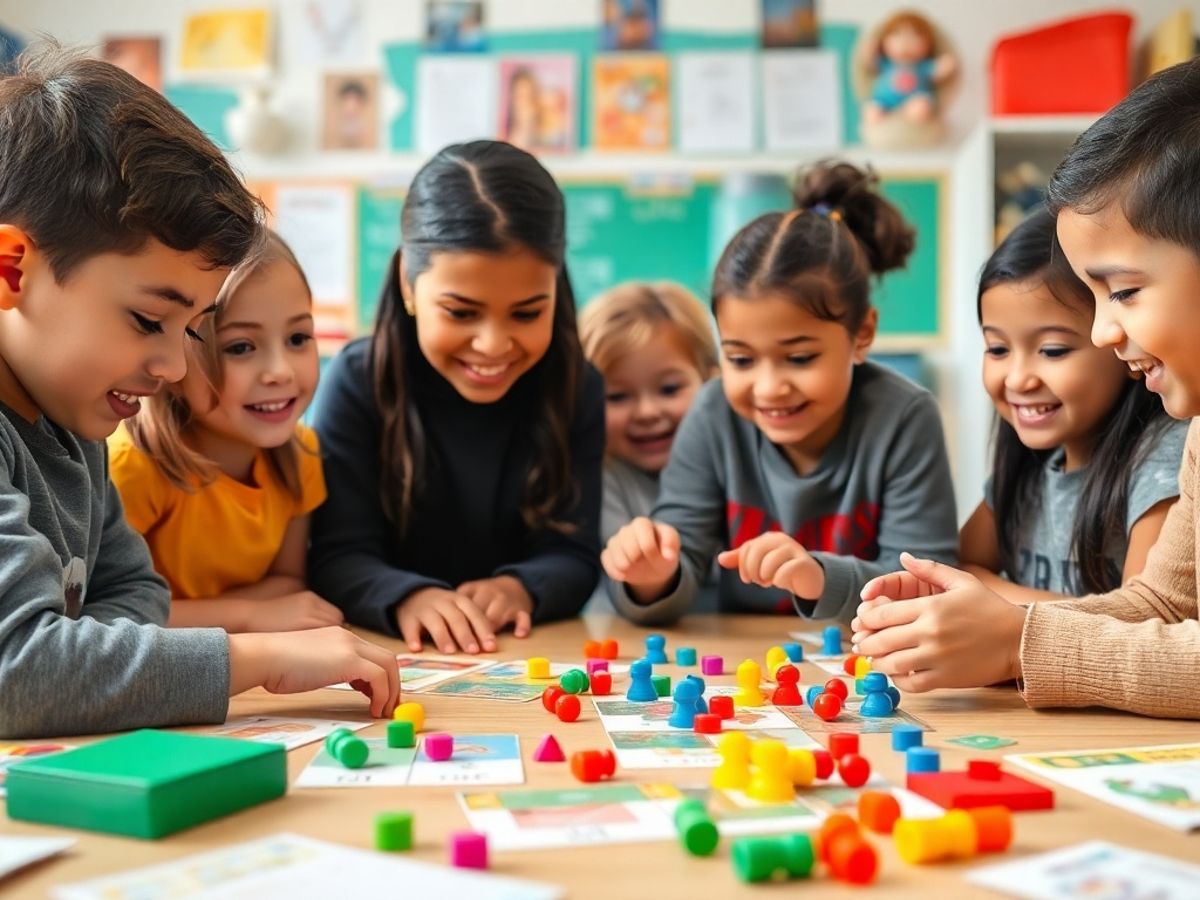 Copii jucându-se jocuri educative în clasă.