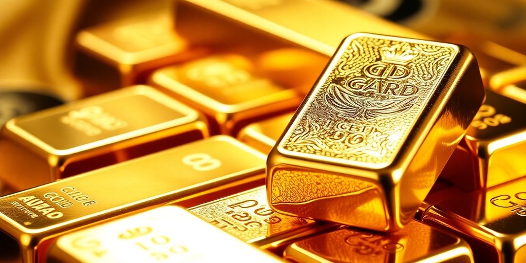 Des barres d'or brillantes sur fond luxueux.