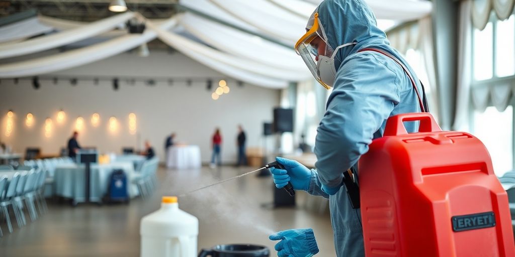 Tehnician de dezinsecție la un eveniment special.