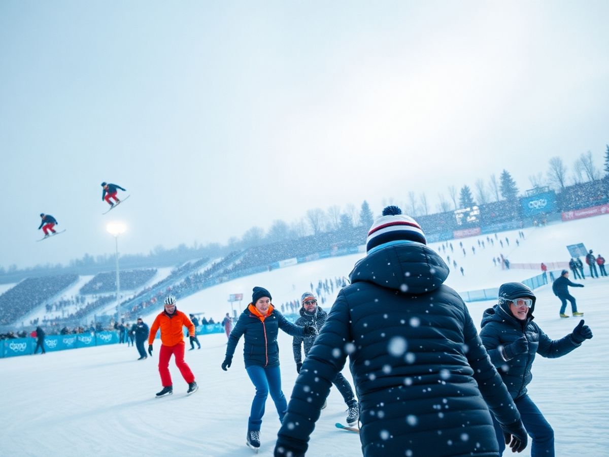 Atleti in azione durante le Olimpiadi Invernali a Milano.