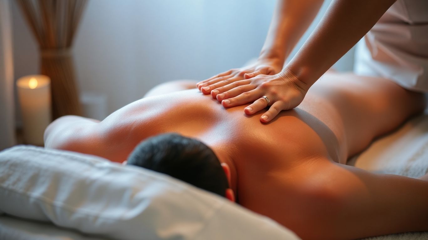 Personne détendue recevant un massage apaisant.
