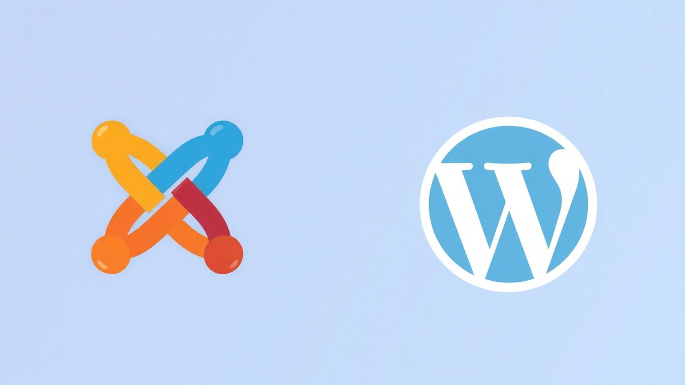 Joomla og WordPress logoer i flatt design.