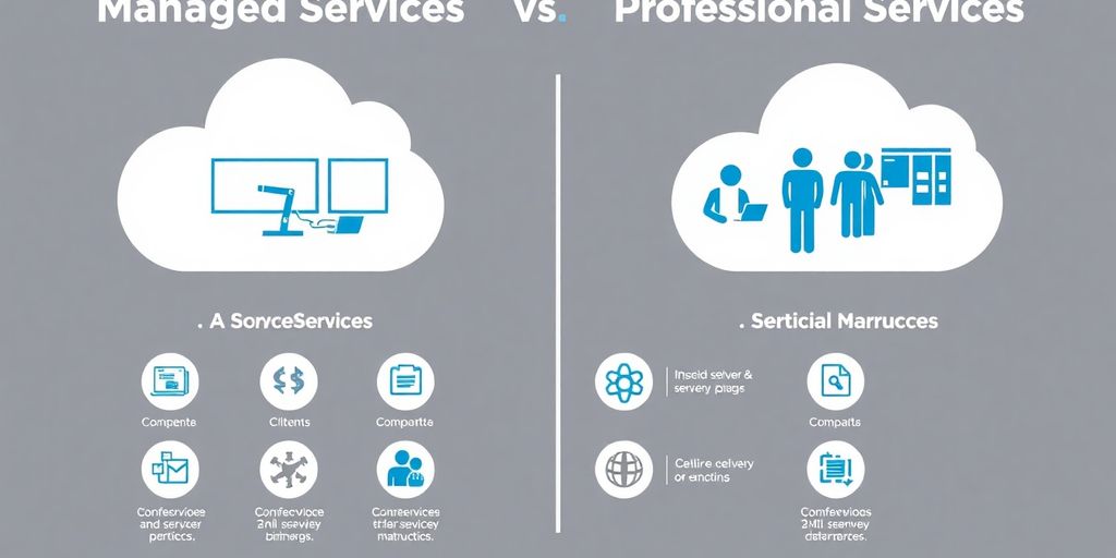 Managed vs. professional services comparison infographic.