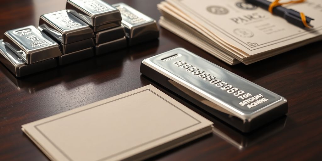 Lingots d'argent et documents financiers