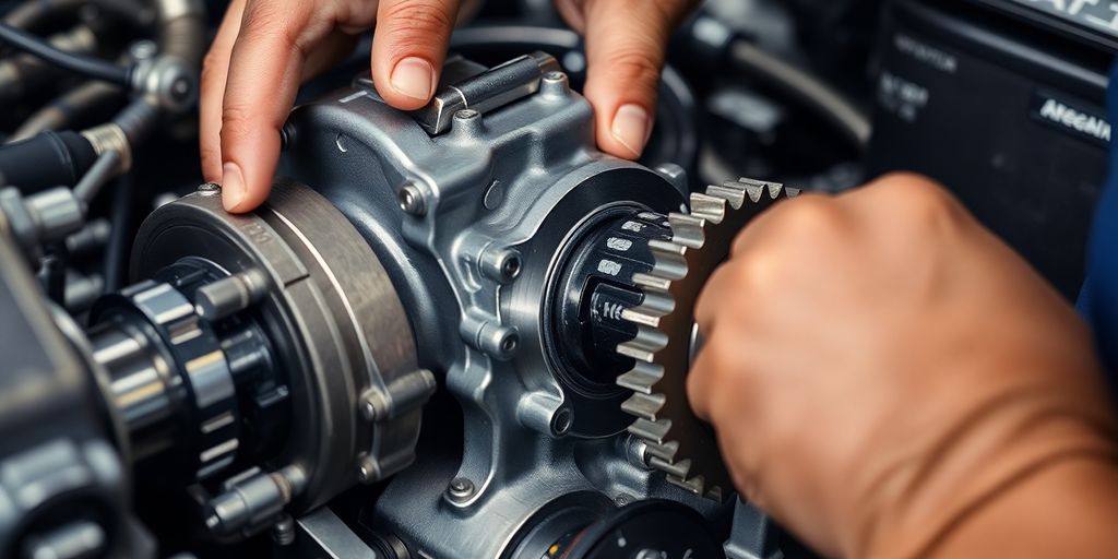 Mechanic working on a Subaru XV gearbox.