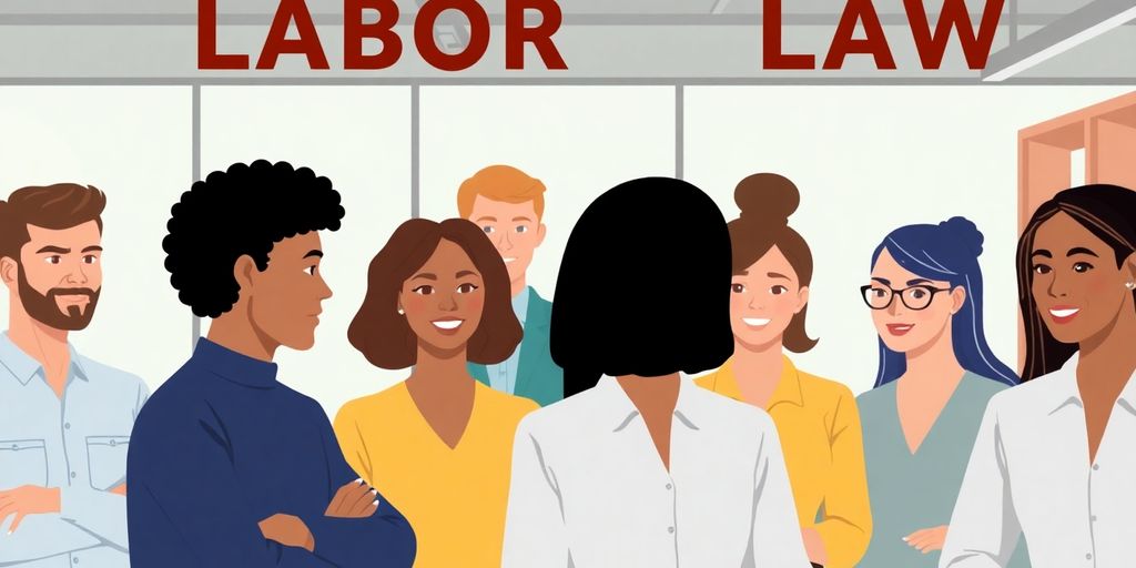 Illustrasjon av arbeidere i et harmonisk arbeidsmiljø.