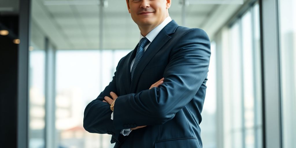 Executive in a modern office, consulting