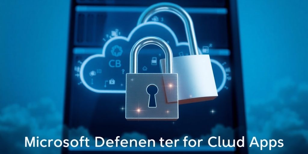 Secure cloud server with digital locks and blue sky.