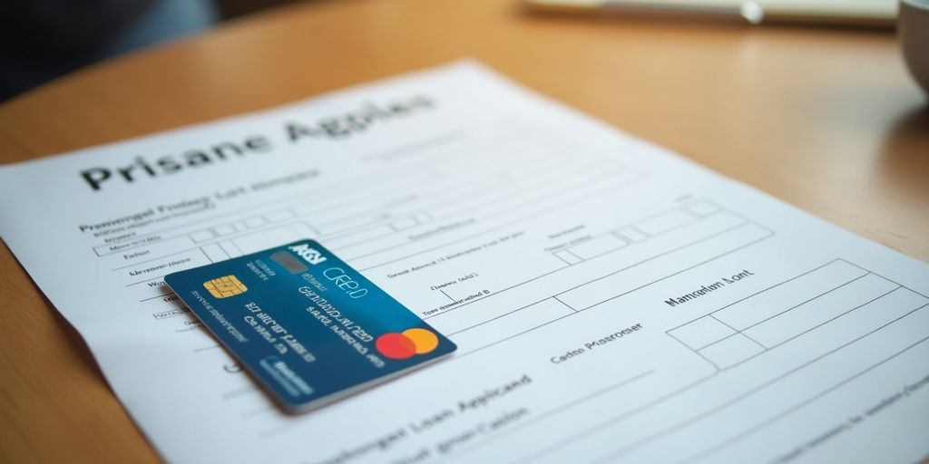 Cartão de crédito e formulário de empréstimo pessoal.