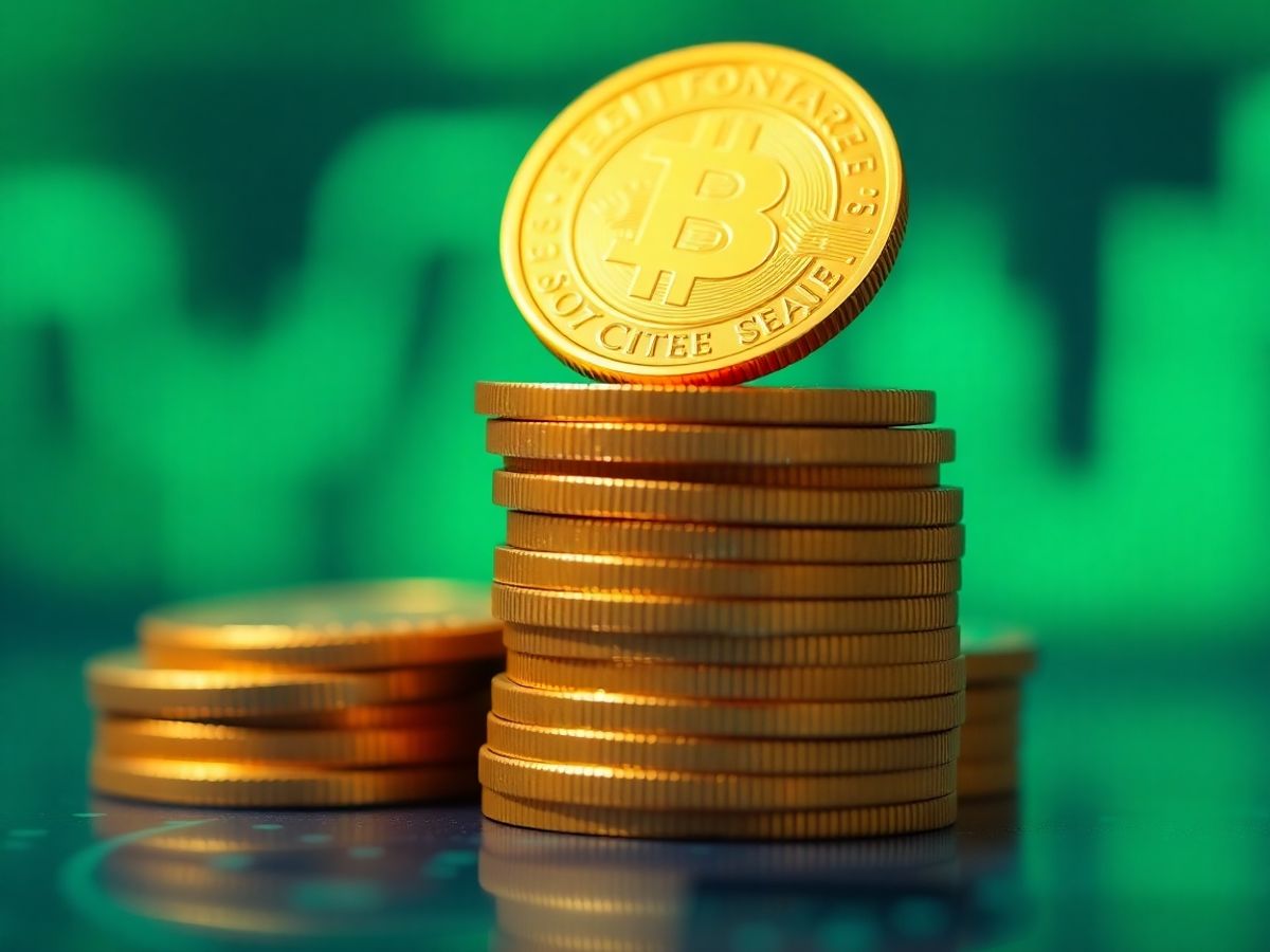 Coins stack, generating yield, digital assets