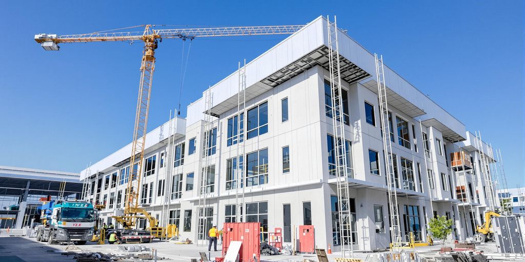 Prefabricated building construction with YZ's advanced machinery.