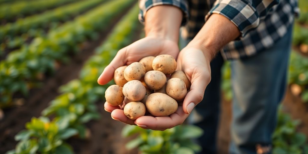 Biologische aardappelen boer