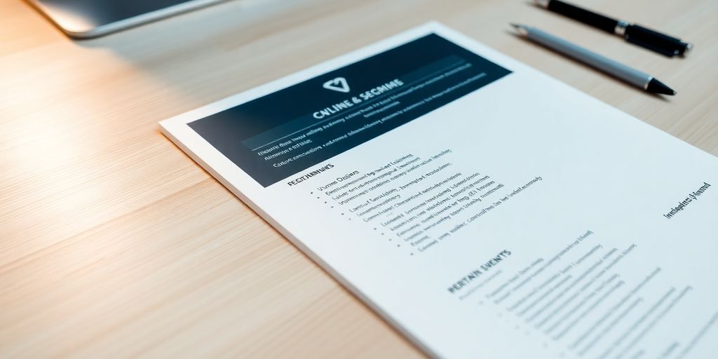Clean, modern CV on a desk.