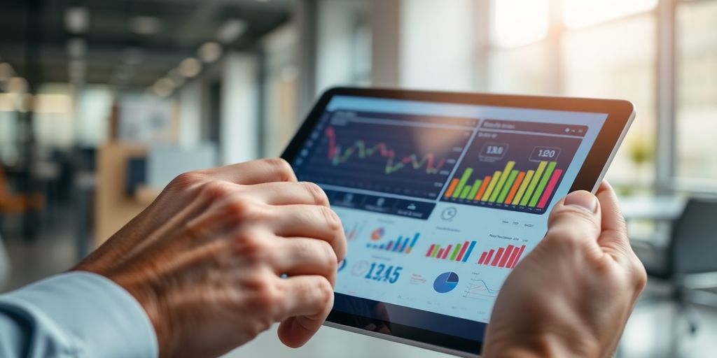 Person examining financial data