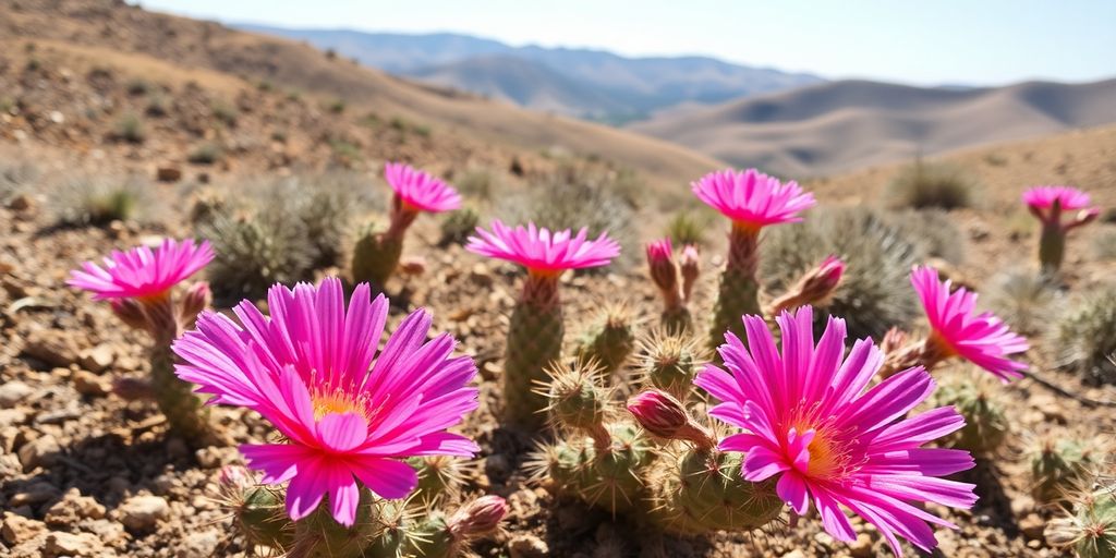 Flores silvestres de Echinocereus palmeri desierto Chihuahua.