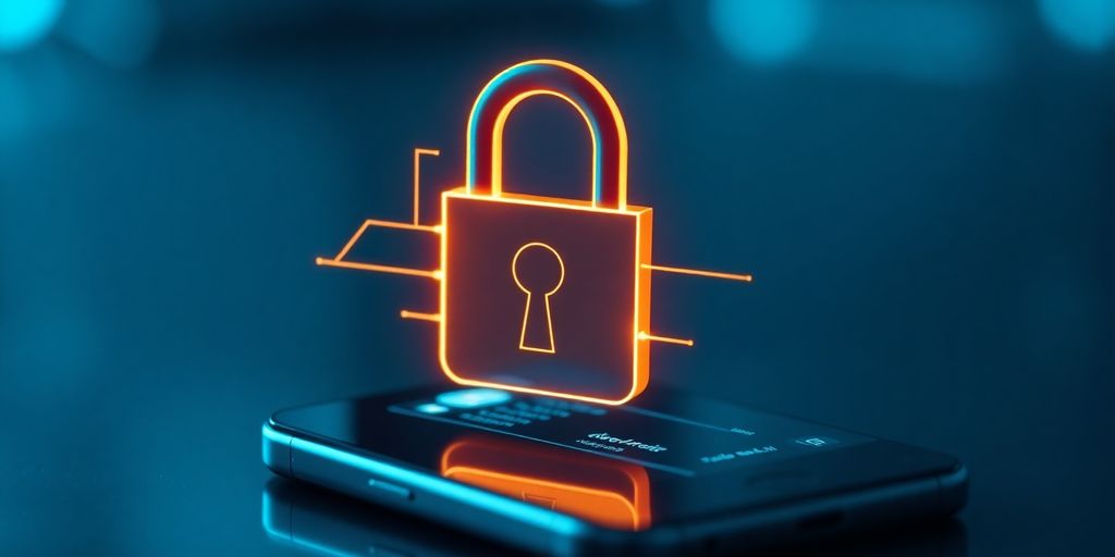 Digital padlock securing a cryptocurrency wallet.