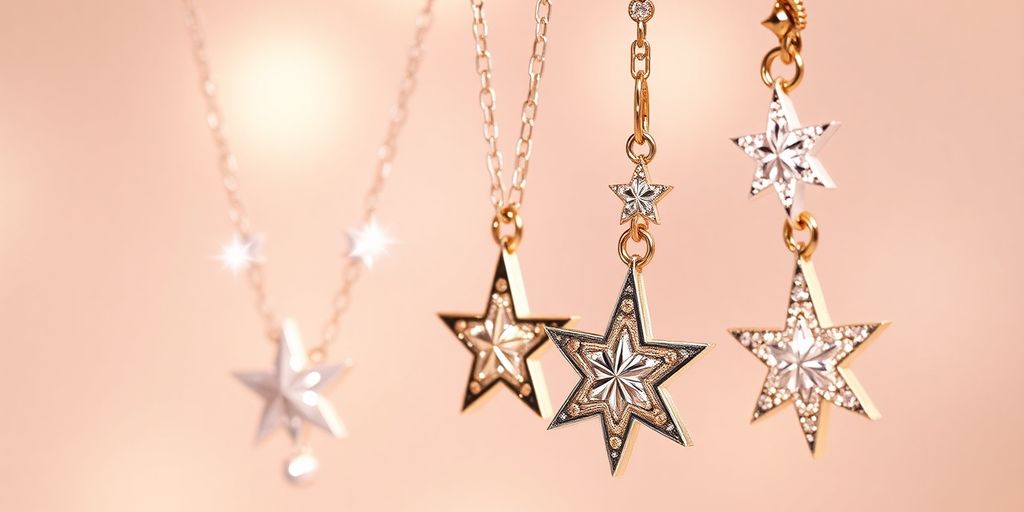 Elegant stars jewelry pieces with intricate designs and sparkle.