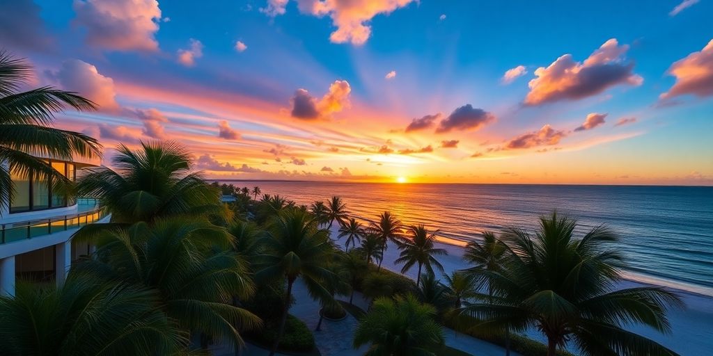 Luxury beachfront properties in Bal Harbour, Florida.