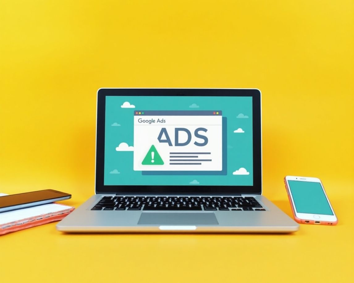 Imagem de um laptop com Google Ads na tela.