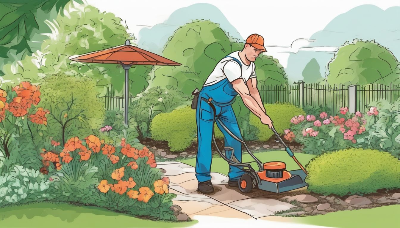 professional landscaper working in a garden