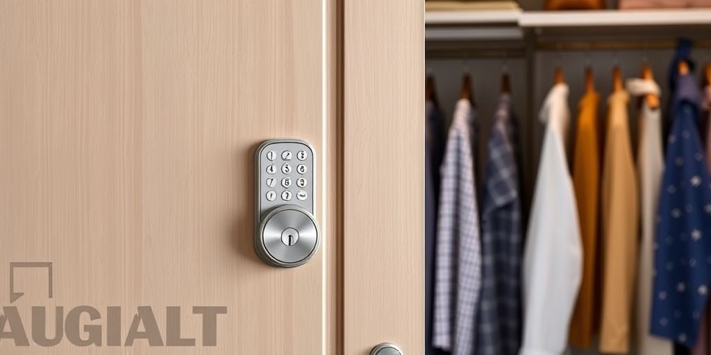 Modern August Smart Lock Pro on a closet door.