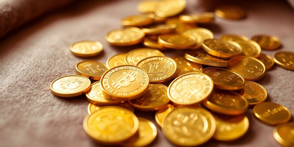 Des pièces d'or brillantes sur un fond en velours.