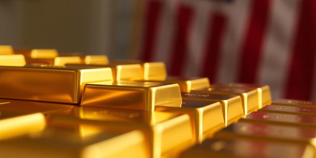 Lingots d'or et drapeau américain