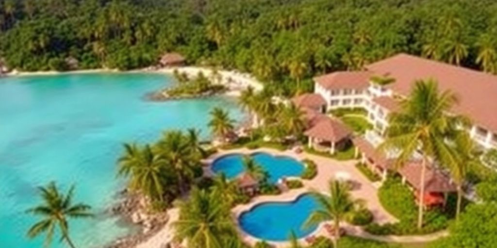 Plantation Bay Resort and Spa in a tropical setting.