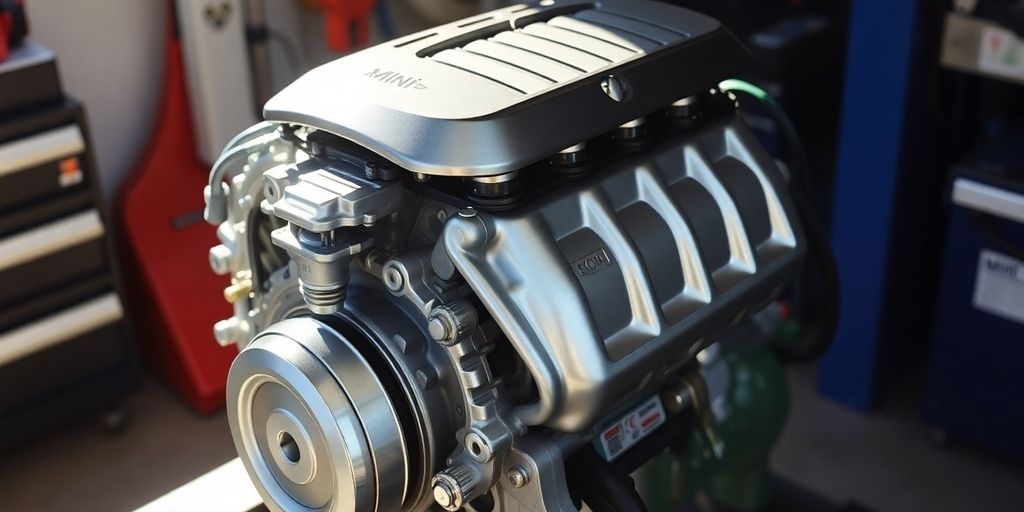 Clean Mini Cooper engine ready for installation
