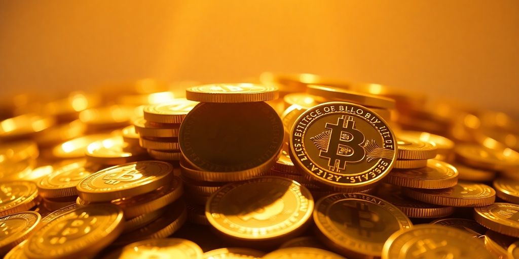 Bitcoin coins accumulating towards a bright future.
