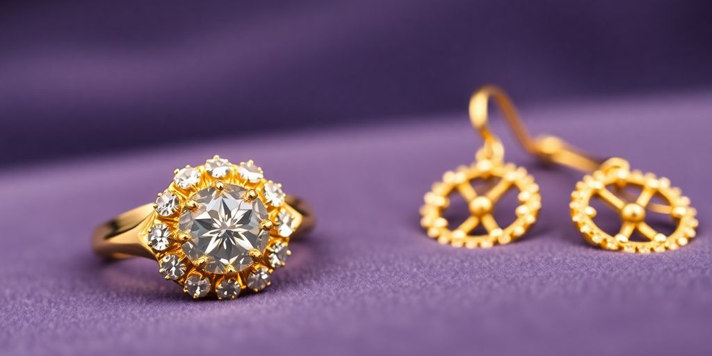 Bijoux en or sur un fond en velours.