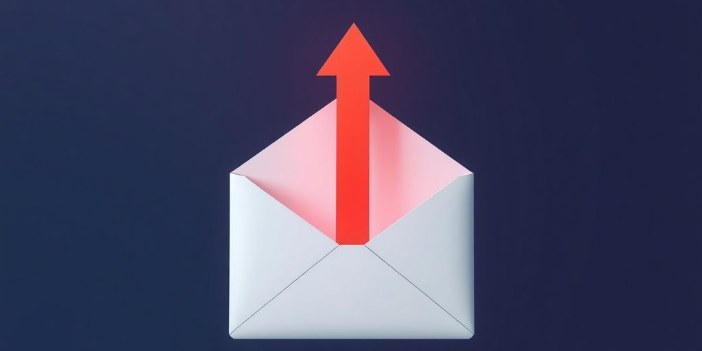 B2B email envelope with upward arrow.