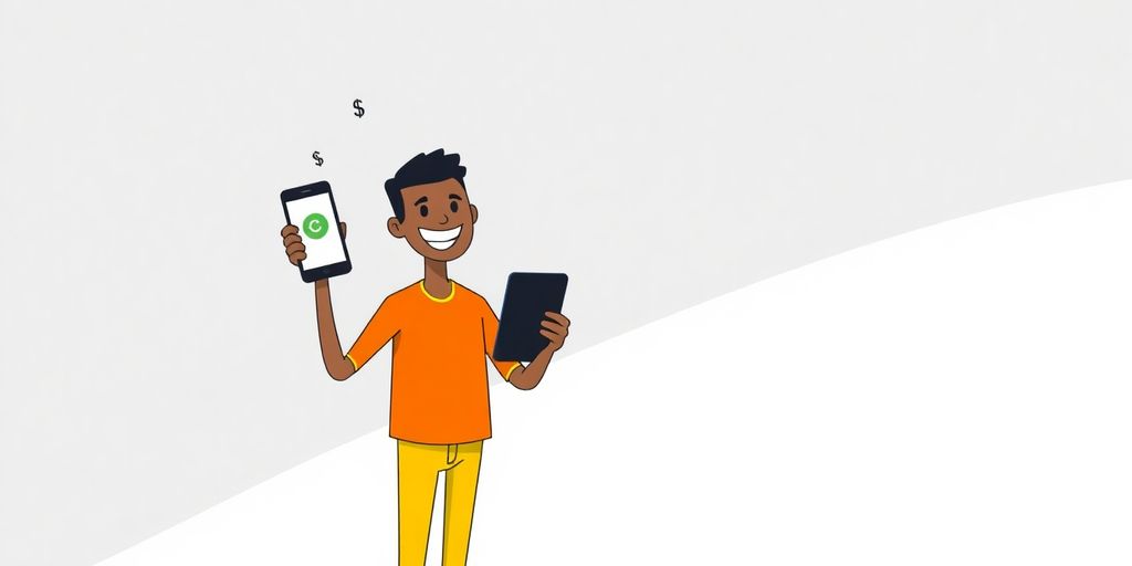 Man using phone for Chime payday loan.