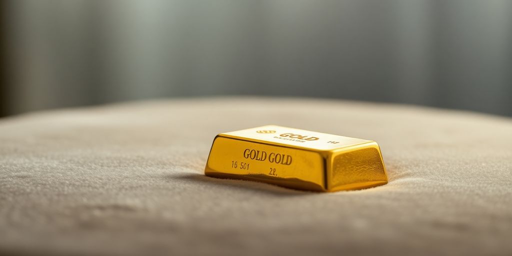 Lingot d'or sur un fond en velours.