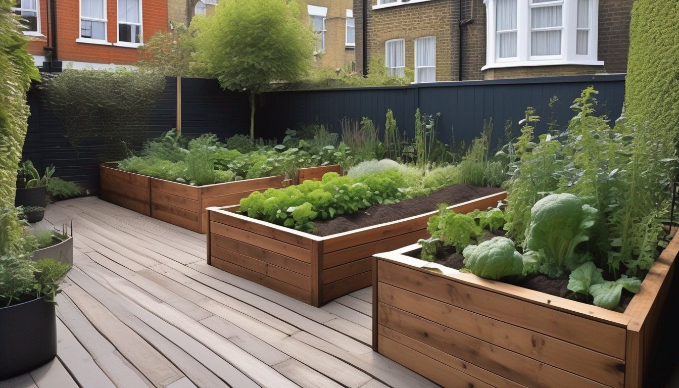 raised vegetable beds in small London garden