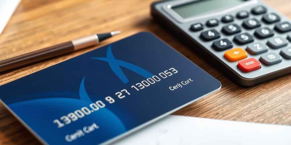 Imagem de um cartão de crédito sobre uma mesa de madeira.