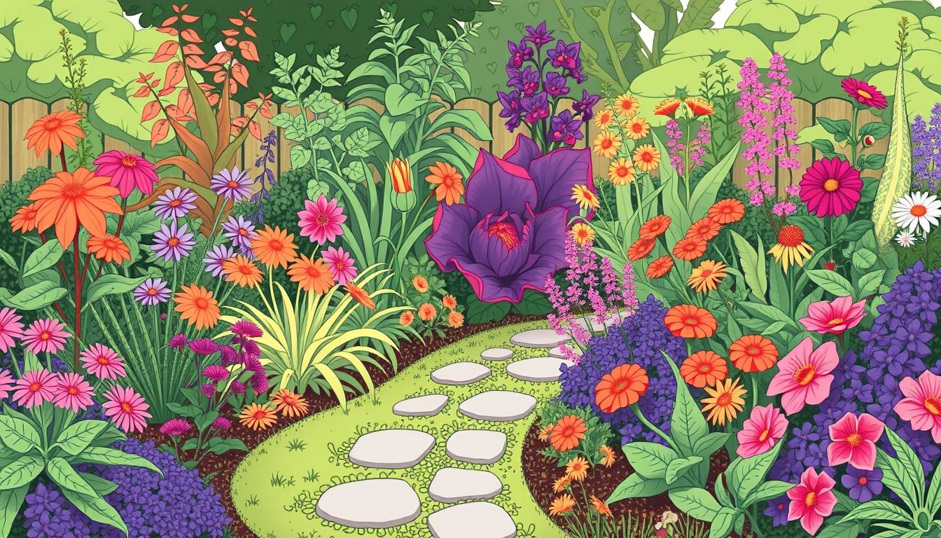 Beautifully landscaped garden with plants and pathway