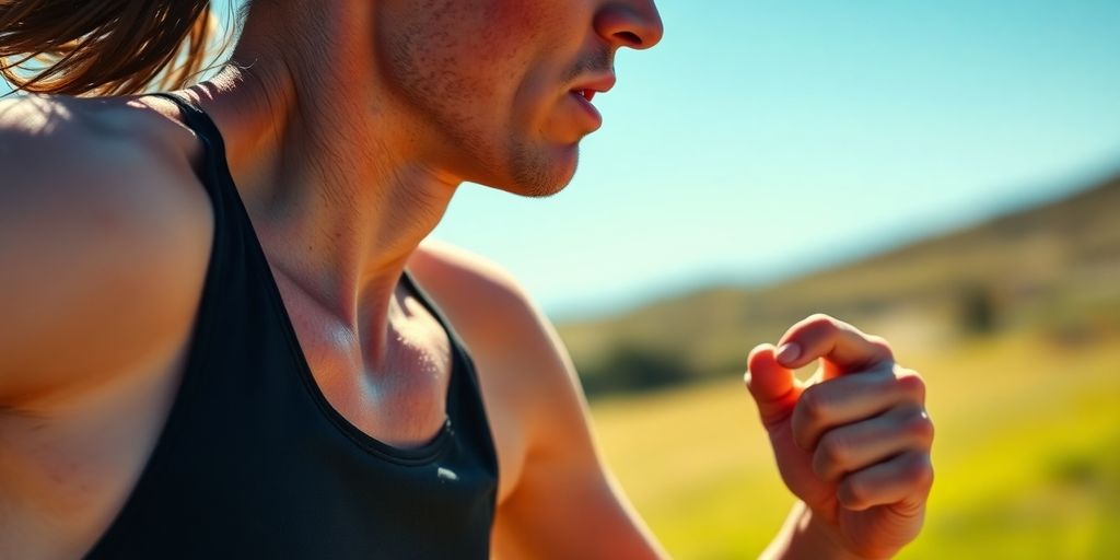 Person engaged in vigorous exercise.