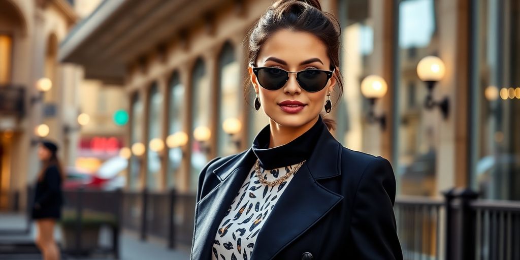 Bianca Censori in stylish attire against an urban backdrop.