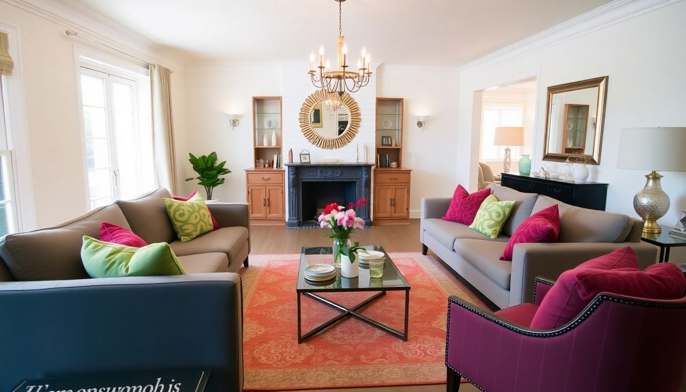 Modern living room with stylish furniture and decor.