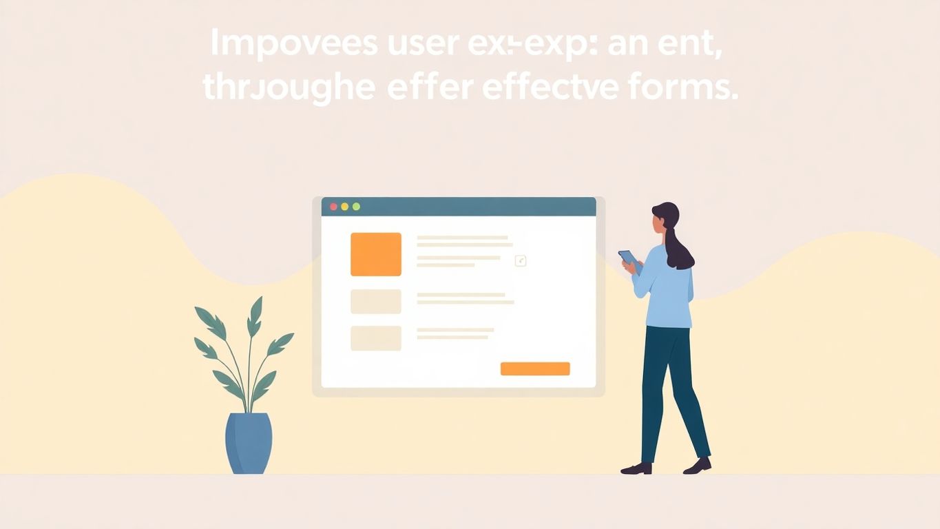 Moderne illustrasjon av bruker som fyller ut skjema.