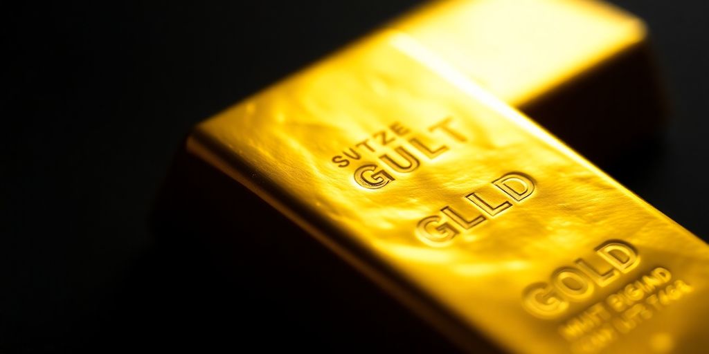 Barre d'or brillante sur fond sombre.