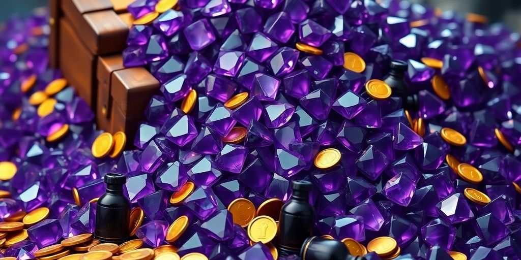 Grand tas de gemmes violettes brillantes Clash of Clans.