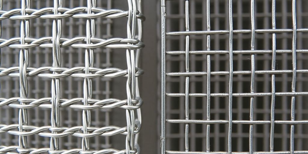 Close-up of woven and welded wire mesh textures.